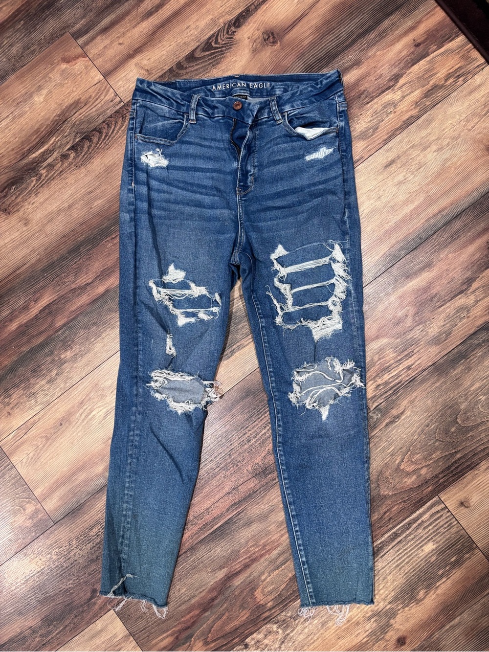 American Eagle Outfitters Women's Ripped Skinny Jeans - Blue